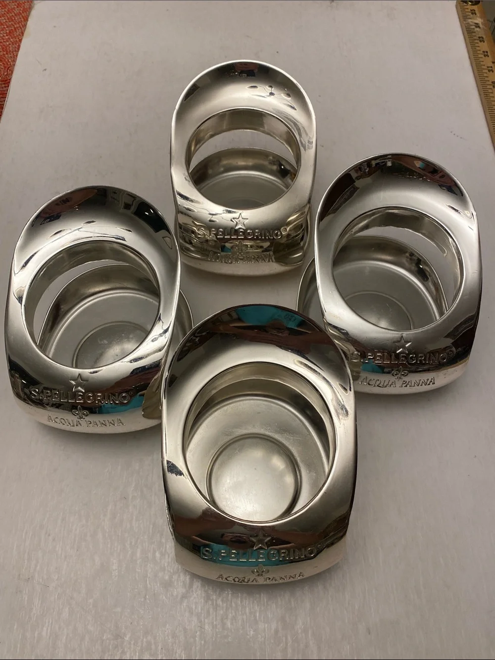 S.Pellegrino Acqua Panna Set of 4 Bottle Holders Coasters Restaurant Barware